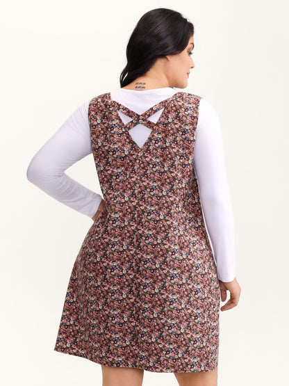 Velvety Thick Fabric Patch Pocket Midi Dress