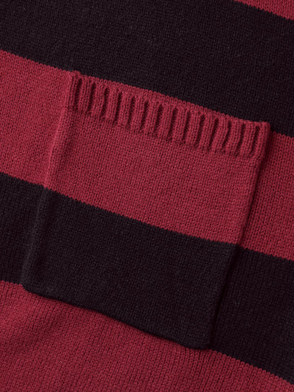 Colorblock Pockets Button Straight-Front Cardigan