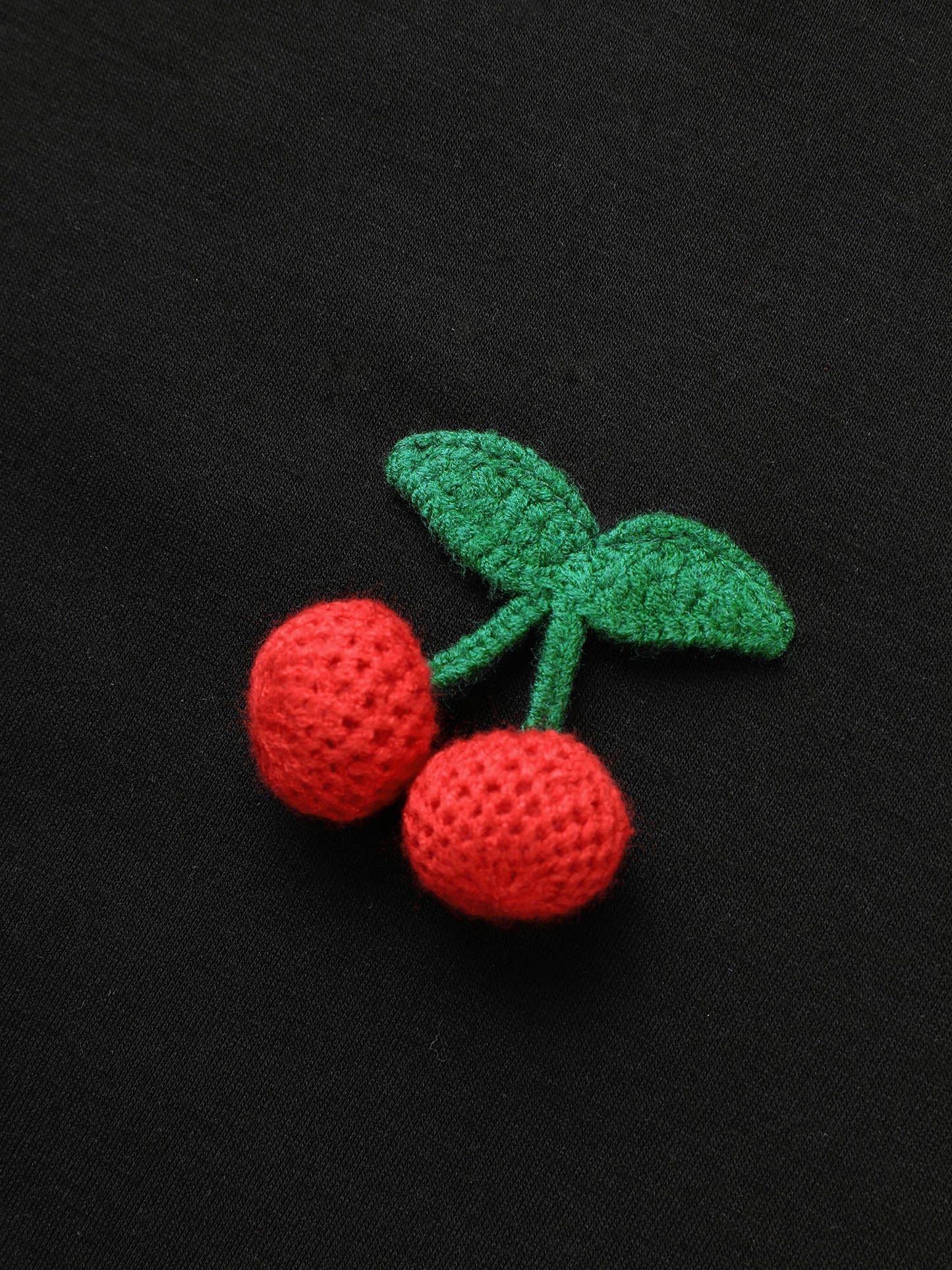 Stereo Cherry Design Crew Neck T-shirt