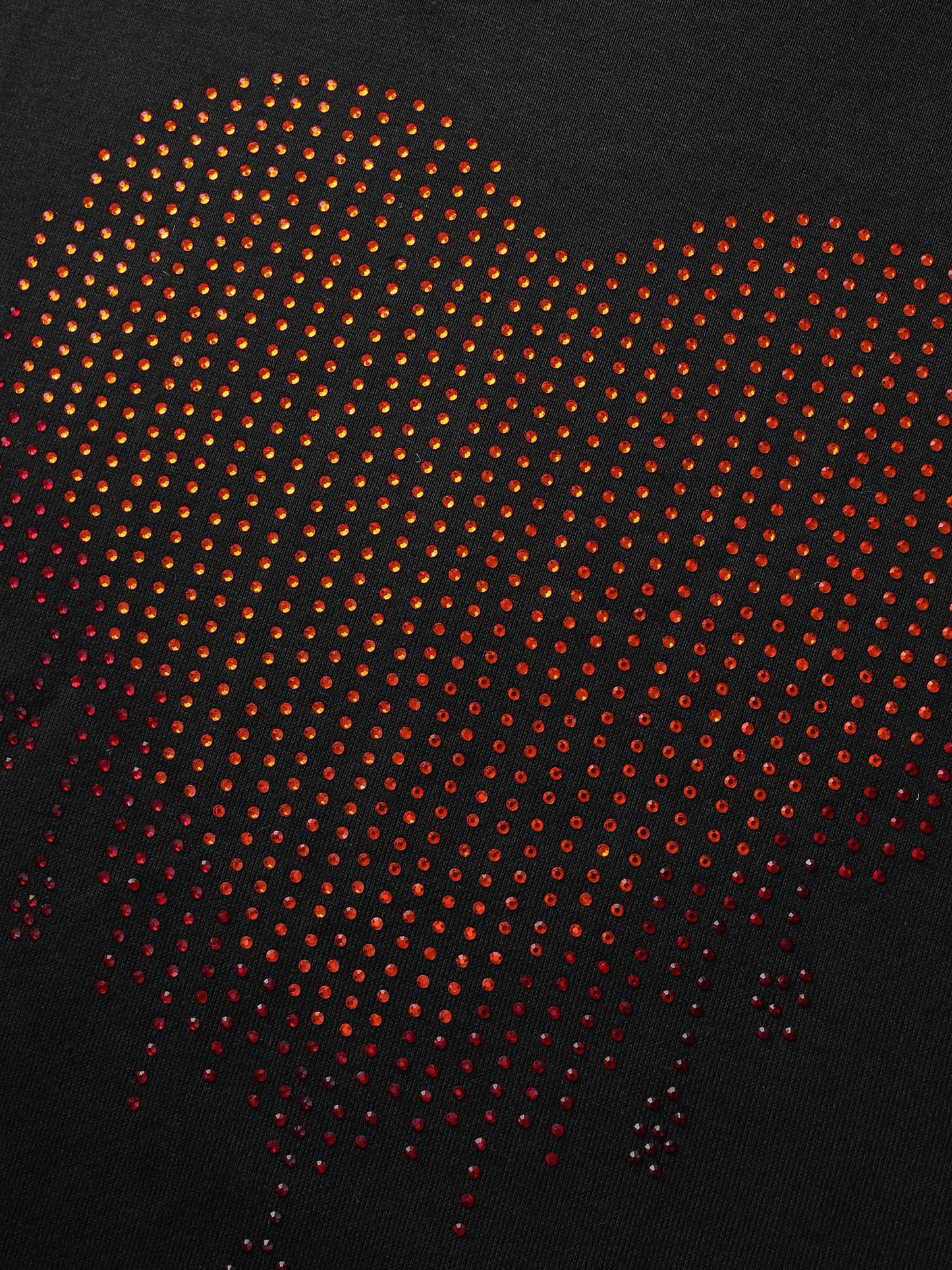 Heart Motif Rhinestones Round Neck Sweatshirt