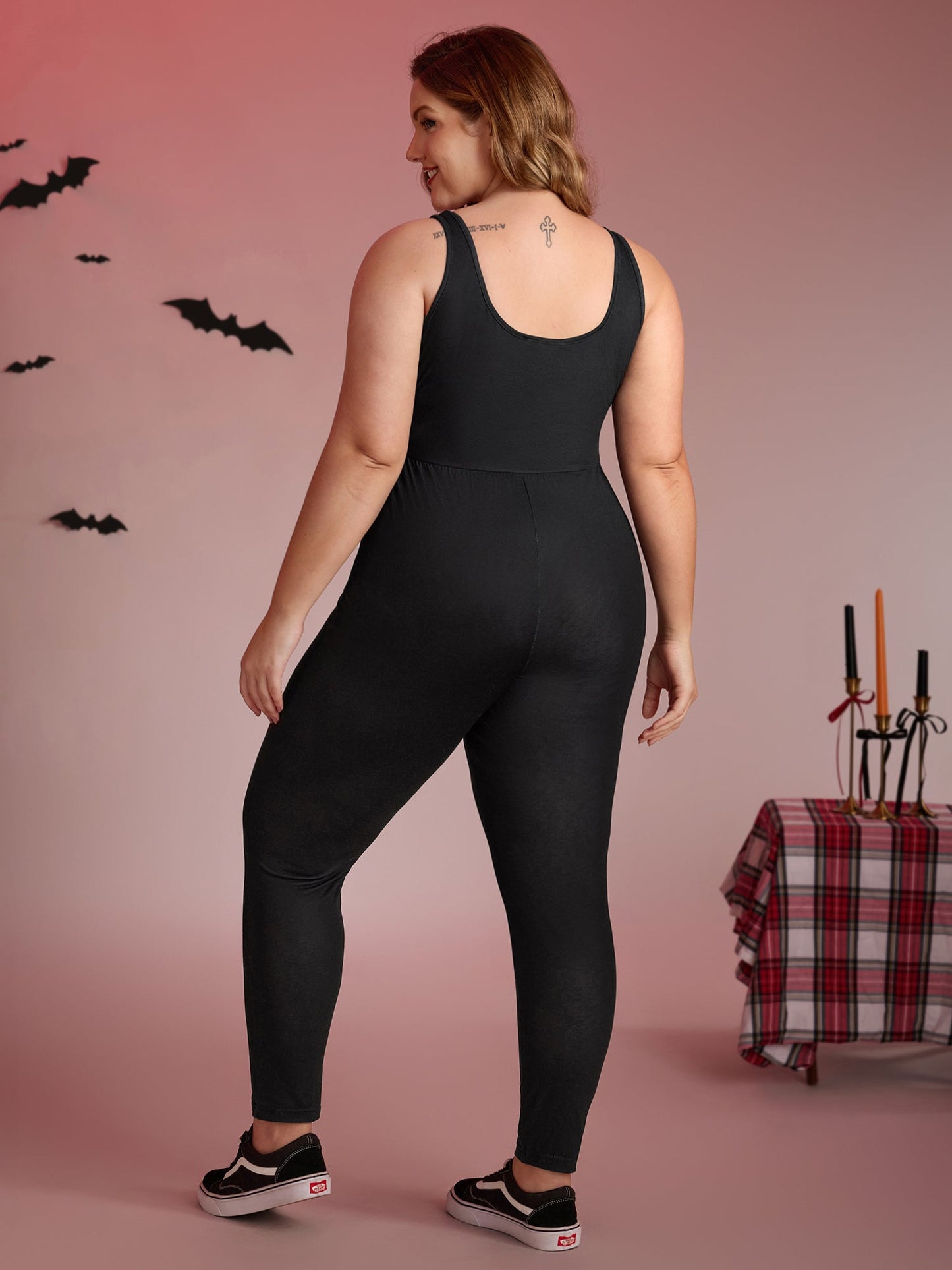 Skeleton Halloween Print Fitted Jumpsuit