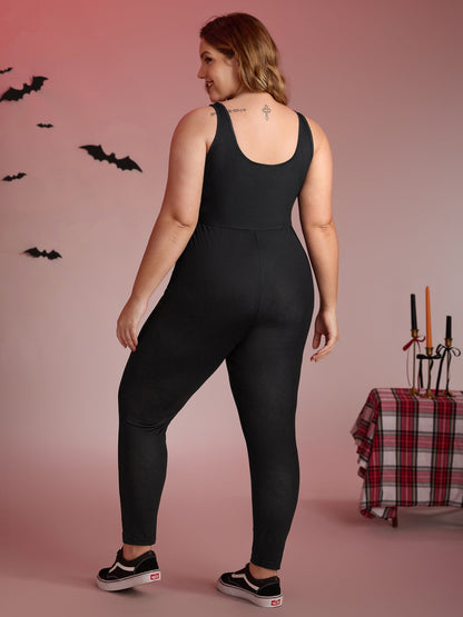 Skeleton Halloween Print Fitted Jumpsuit