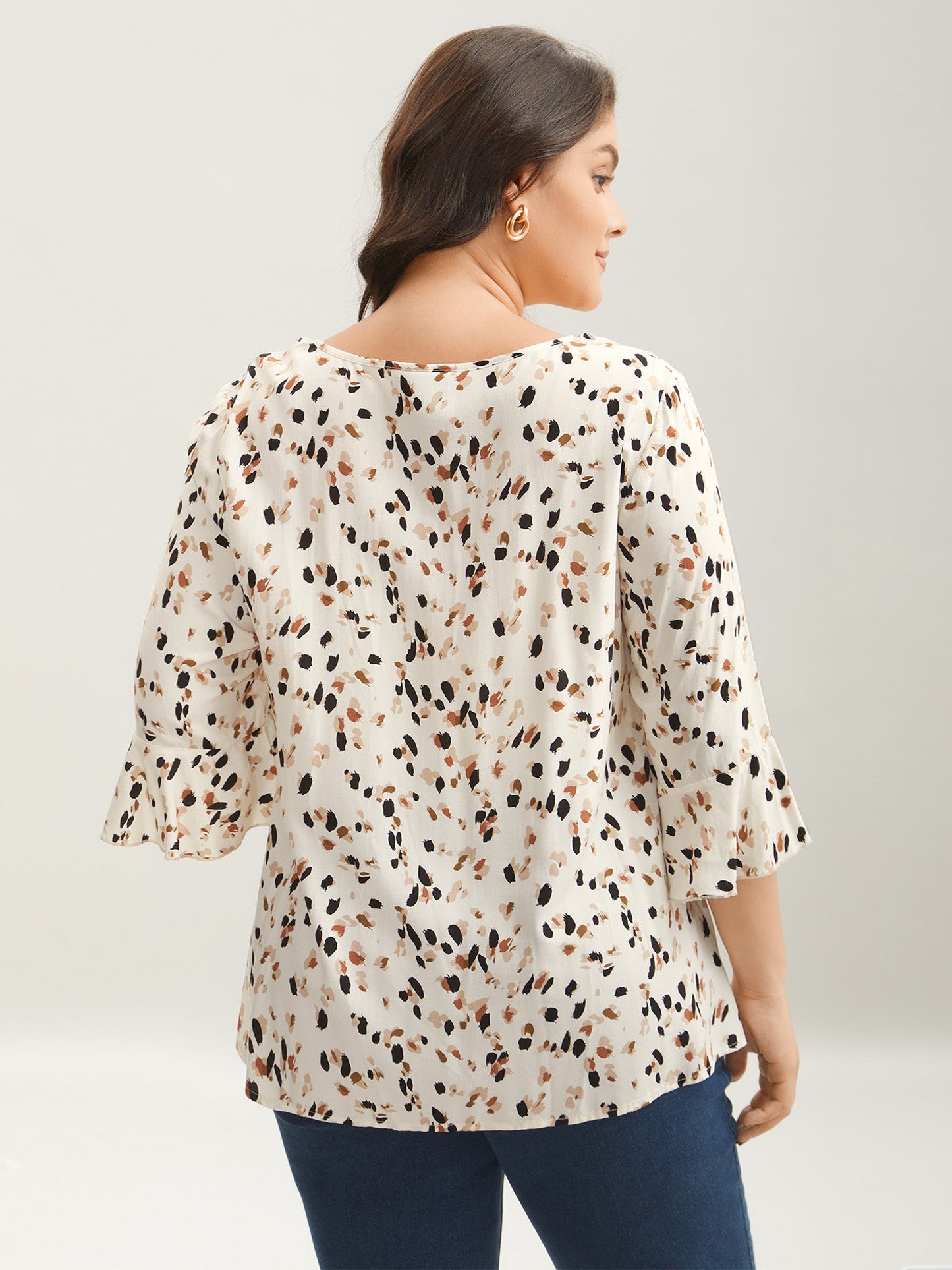 Leopard Print Ruffled Detail Shirt