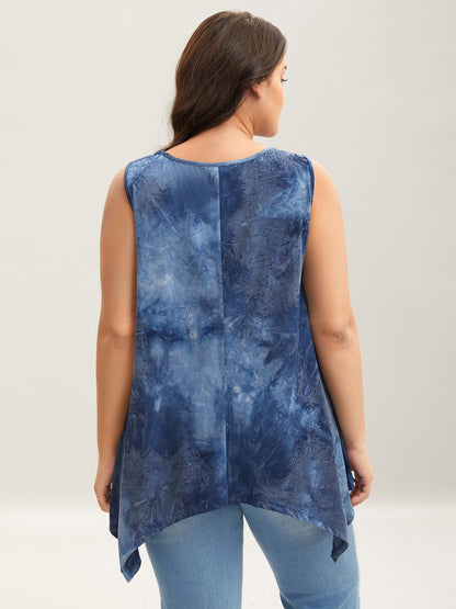 Tie-Dye Keyhole Long Tank Top