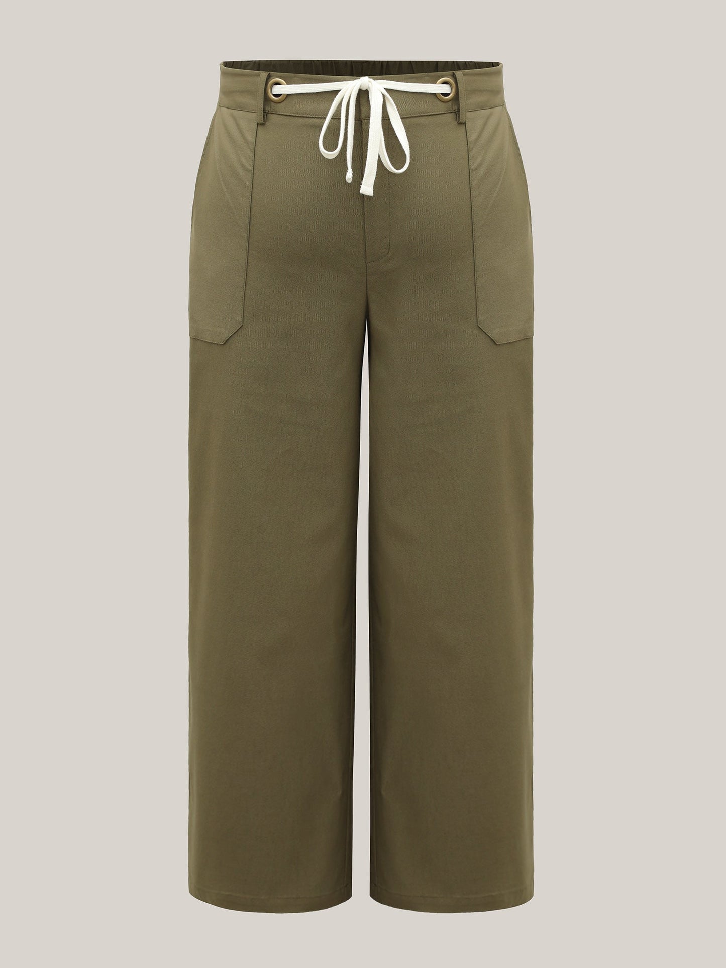Drawstring Waist Straight-Leg Pants
