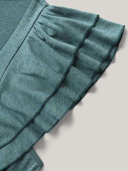 Stretchy Flutter Sleeve Pleated Midi Dress