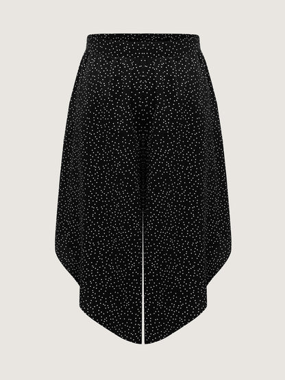 Little Dots Asymmetrical Hem Slit Pants