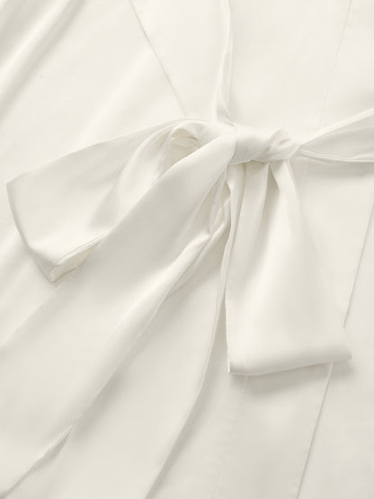 Solid Rhinestone Flutter Sleeve Belted Robe