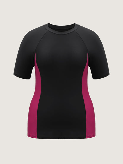 Color Block Sculpted Raglan Swim Top