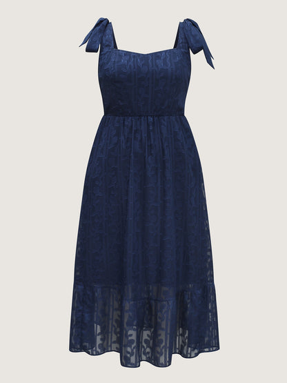 Textured Shoulder Tie Cami Midi Dress