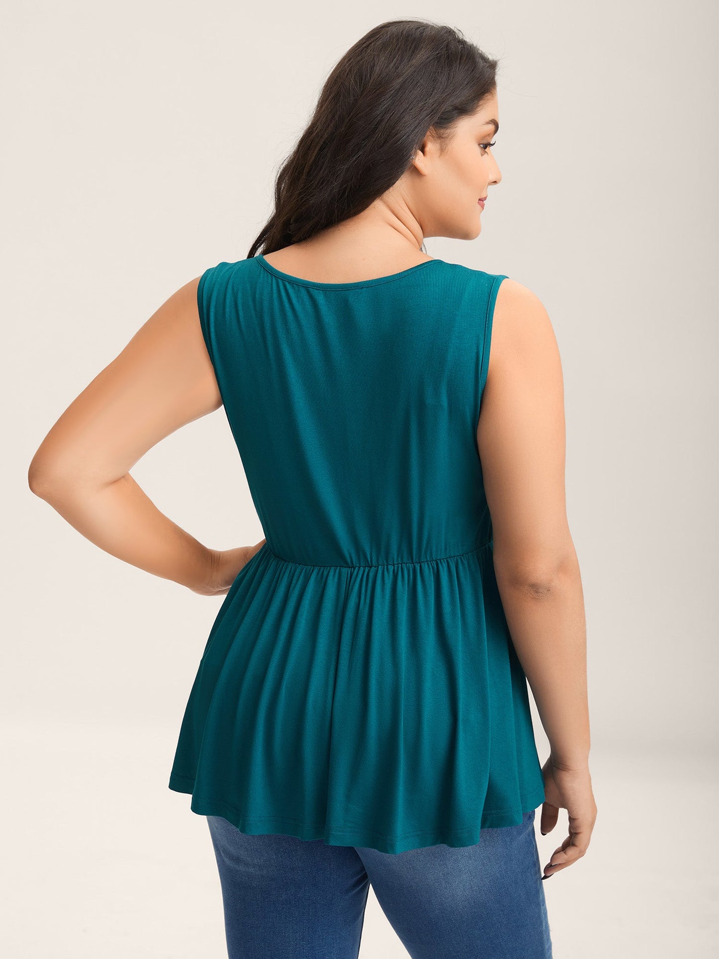 Overlap Front Stretchy Gathered Tank Top