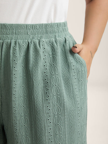 Eyelet Trim Textured Breezy Shorts