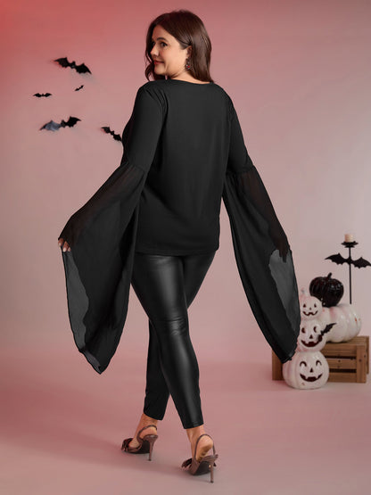 Bat Wings Round Sleeve Relaxed Fit Top