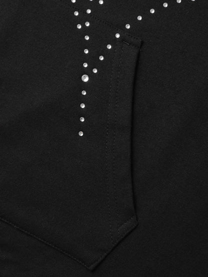 Shimmery Rhinestone Sequin Spiderweb Zipper Hoodie