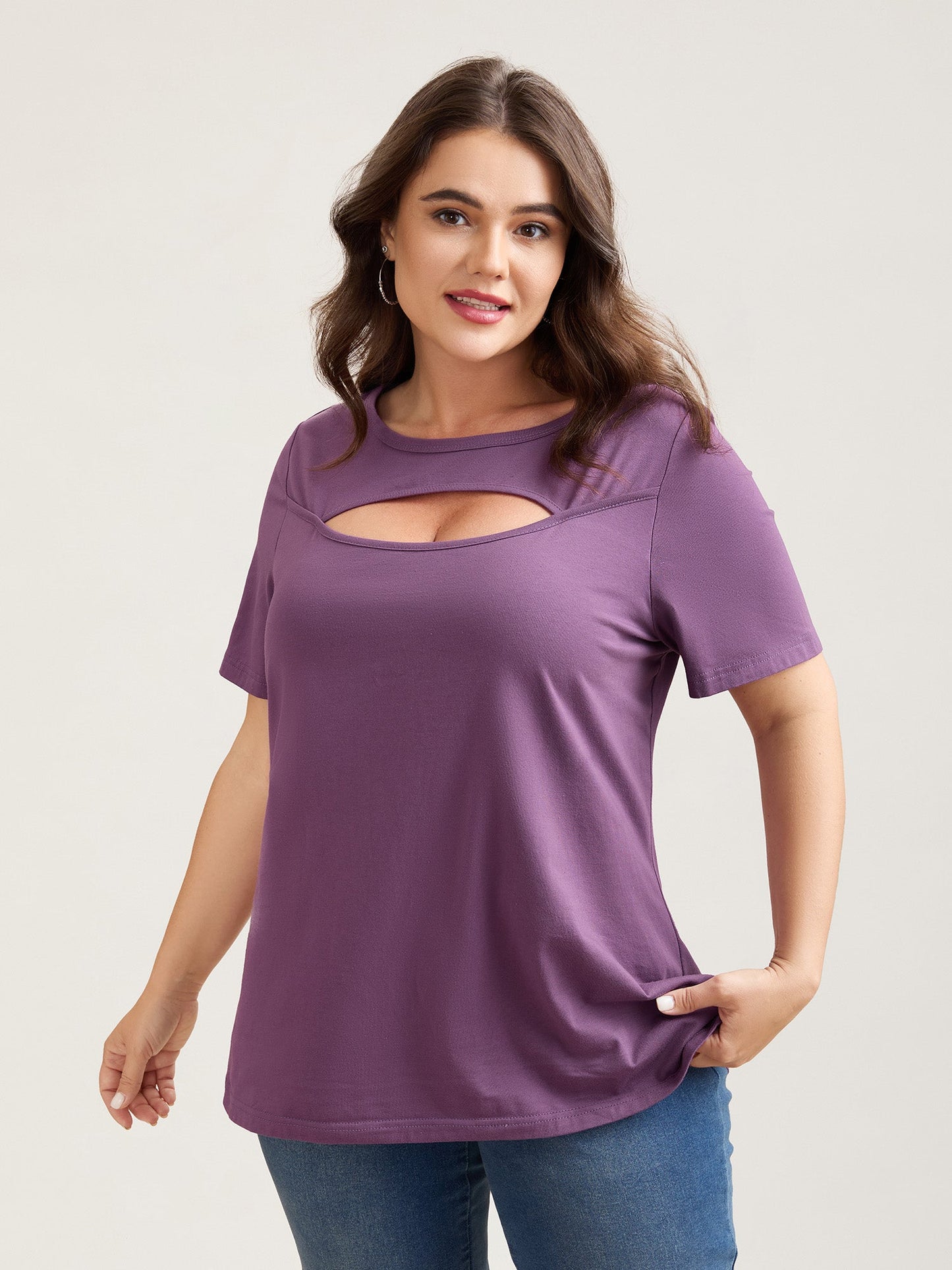Cotton Flirty Cutout Curvy T-Shirt
