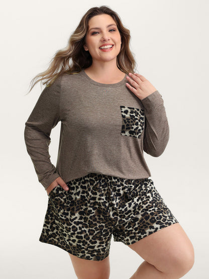Leopard Print Contrast Lounge Set