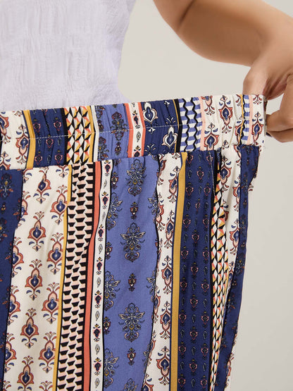 Boho Print Tassels Hem Shorts