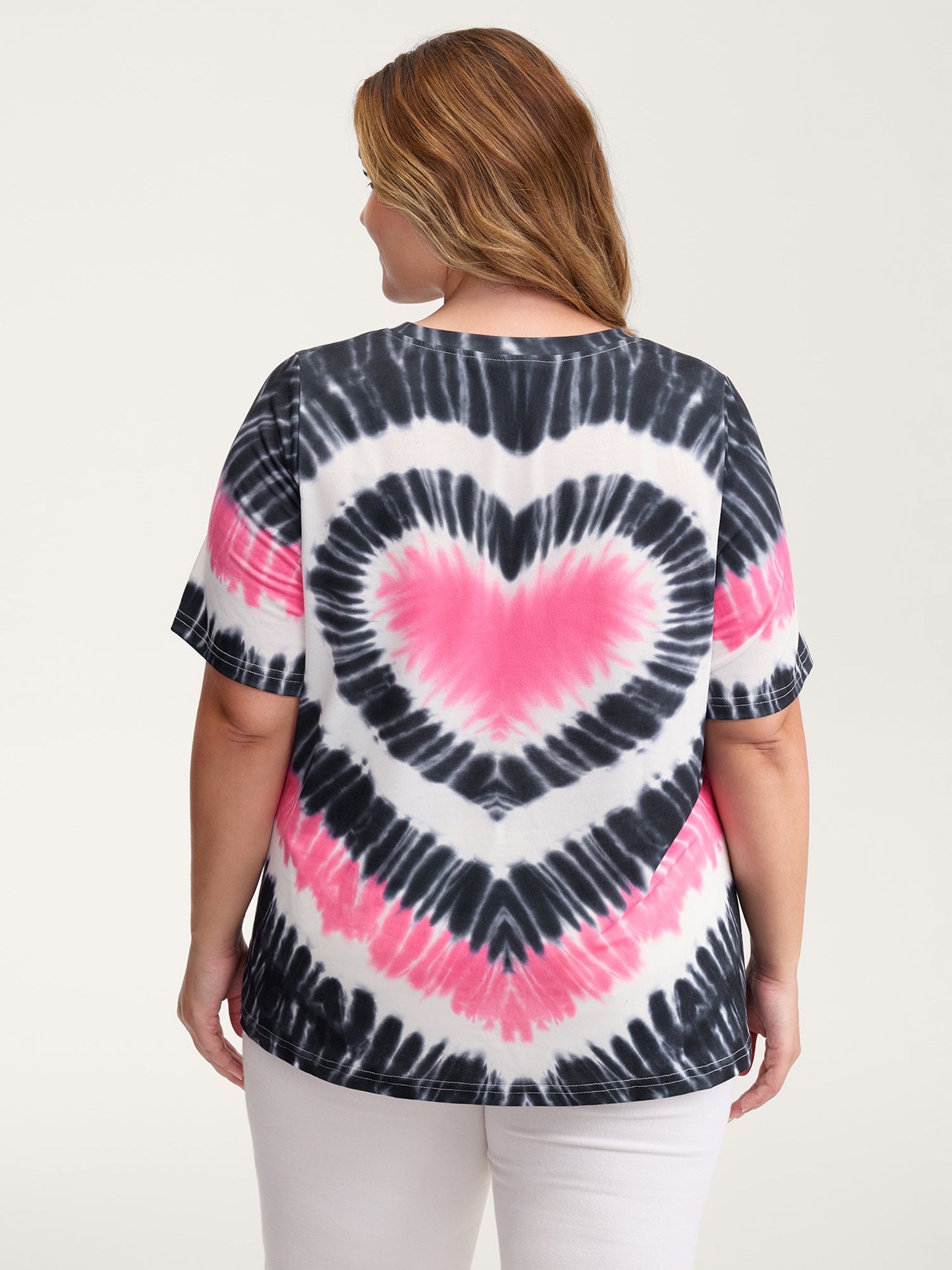 Love Heart Tie-Dye Print T-Shirt
