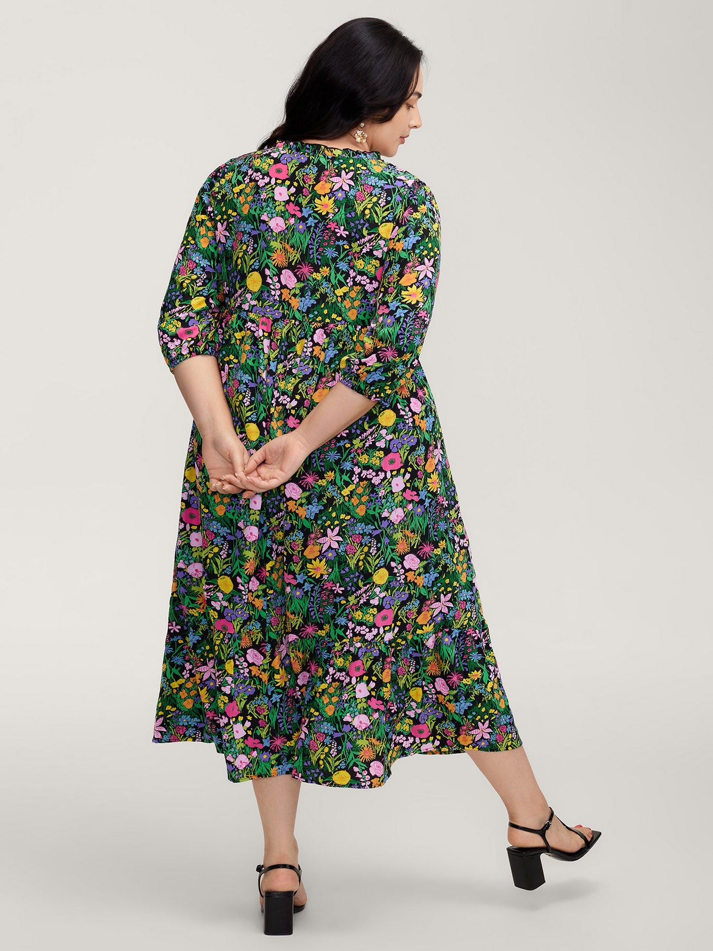Floral Print Pockets Flowy Maxi Dress
