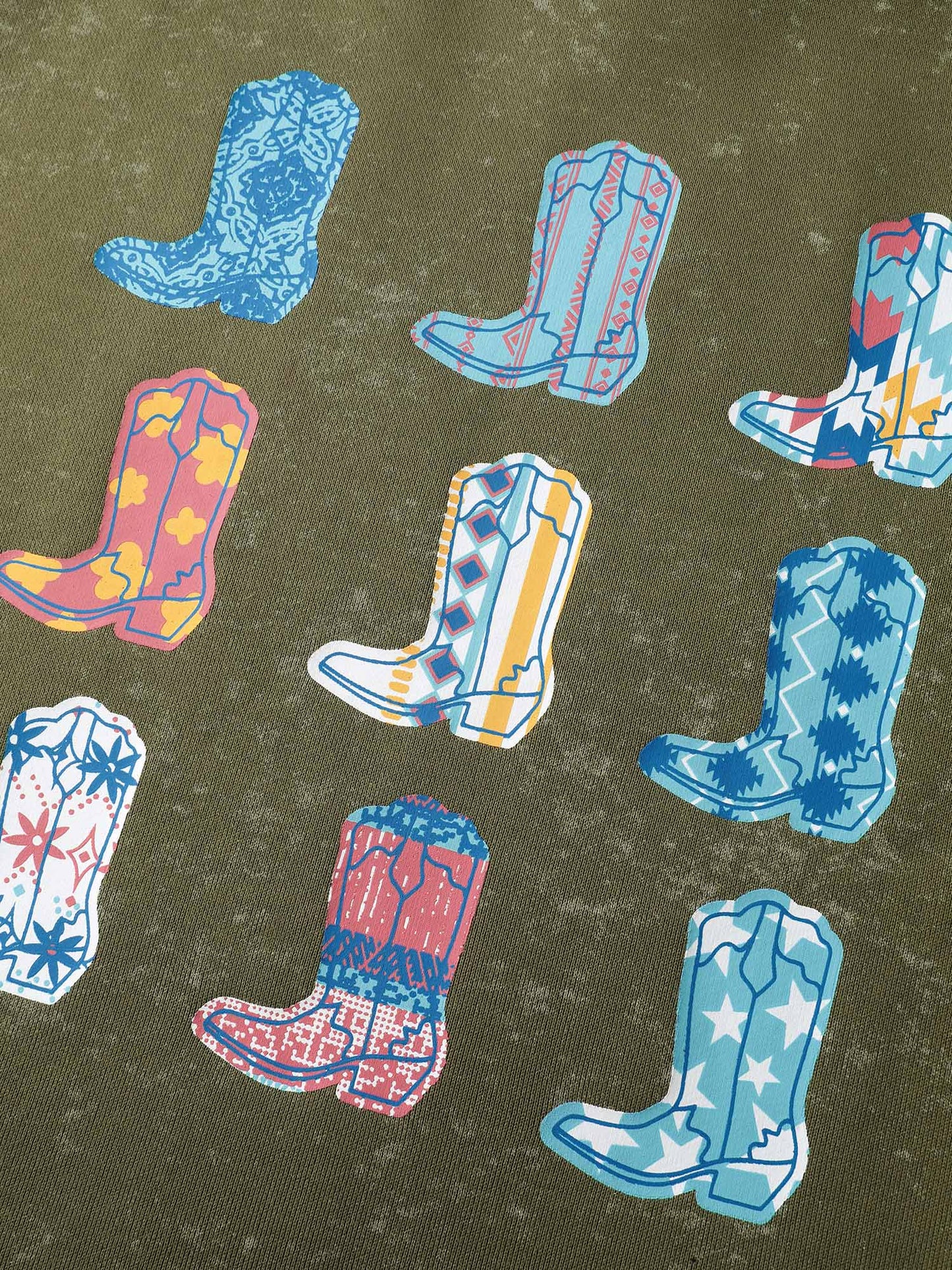 Colorful Cowboy Boots Print Nostalgic Sweatshirt