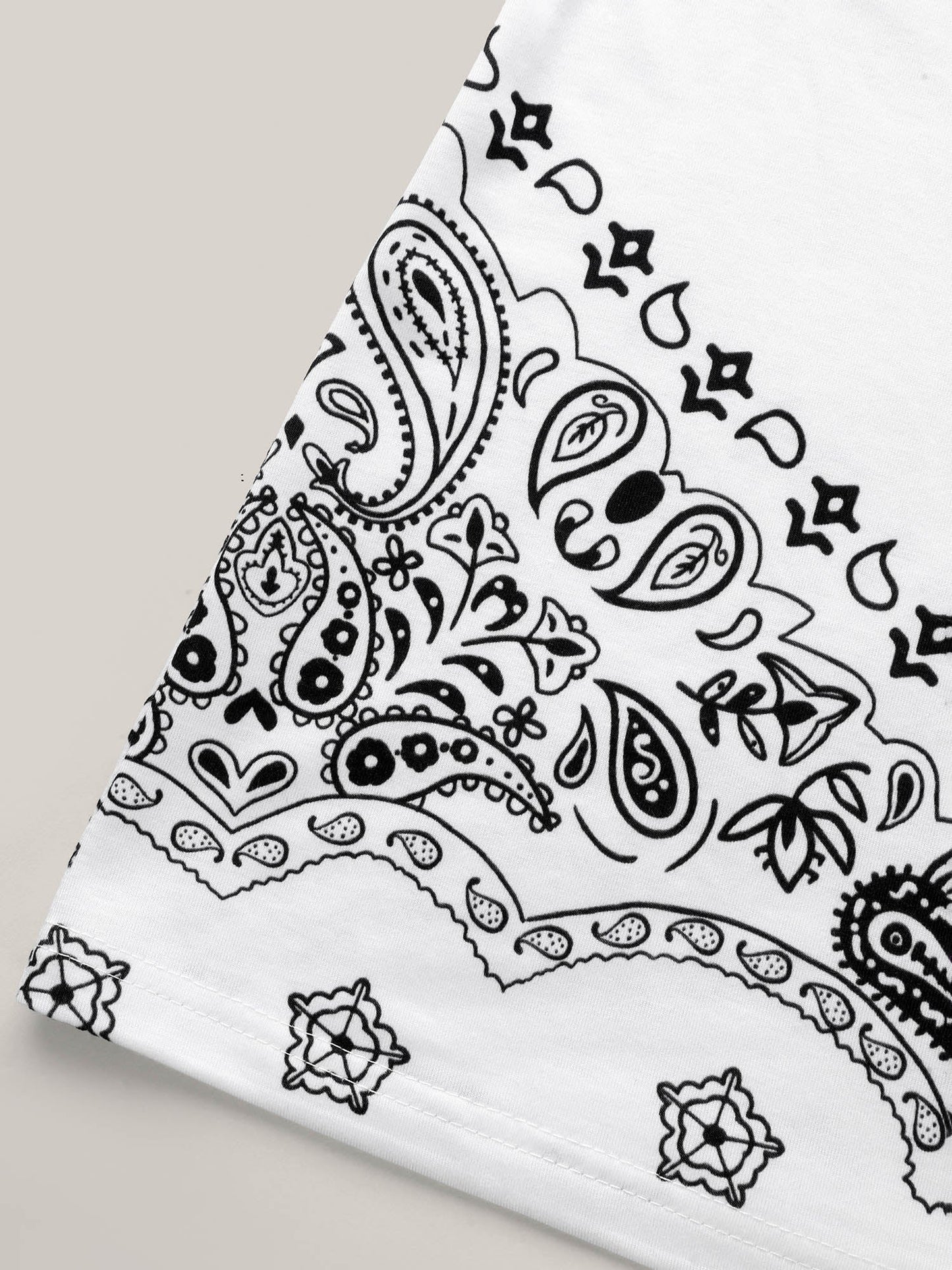 Boho Print Plain Crewneck T-Shirt