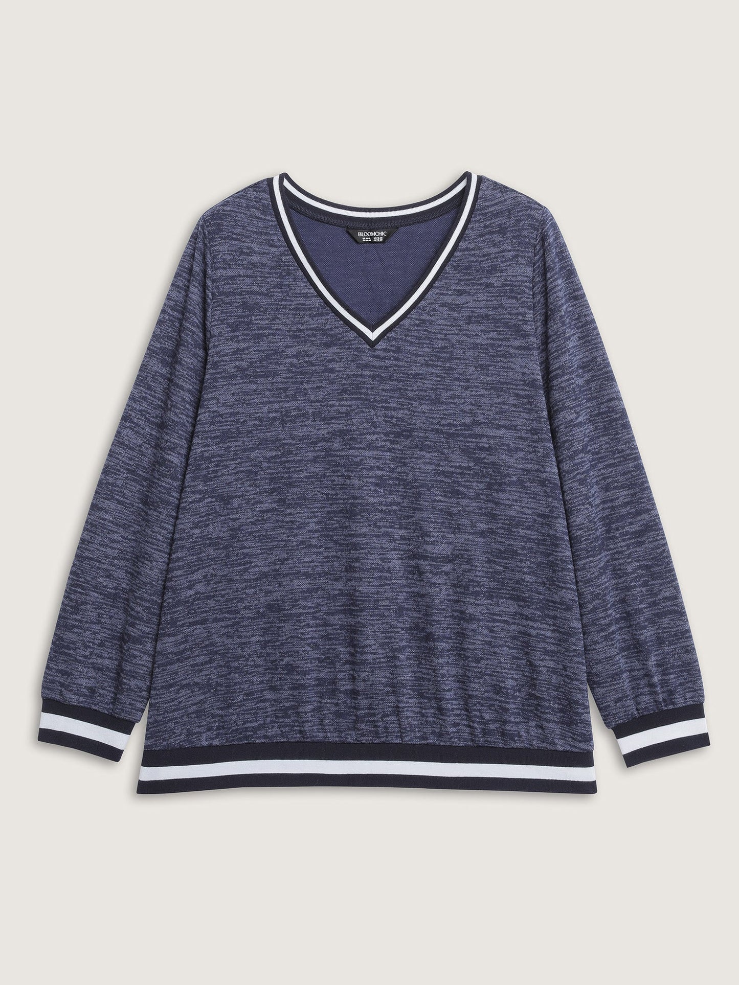 Contrast Hem V-Neck Sweatshirt