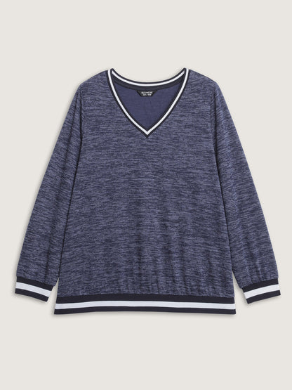 Contrast Hem V-Neck Sweatshirt