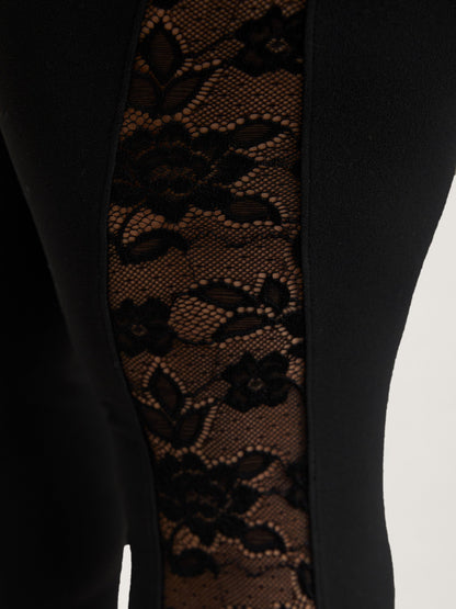 Lace Mid-Rise Tight Pants