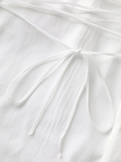 Adjustable Waist Button Placket Solid Blouse