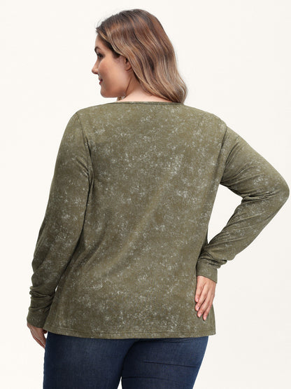 Snowflake Effect Button Detail T-Shirt