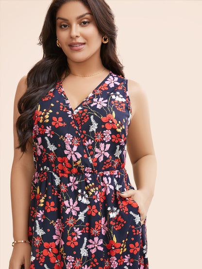 Floral Print Split Hem Sleeveless Dress