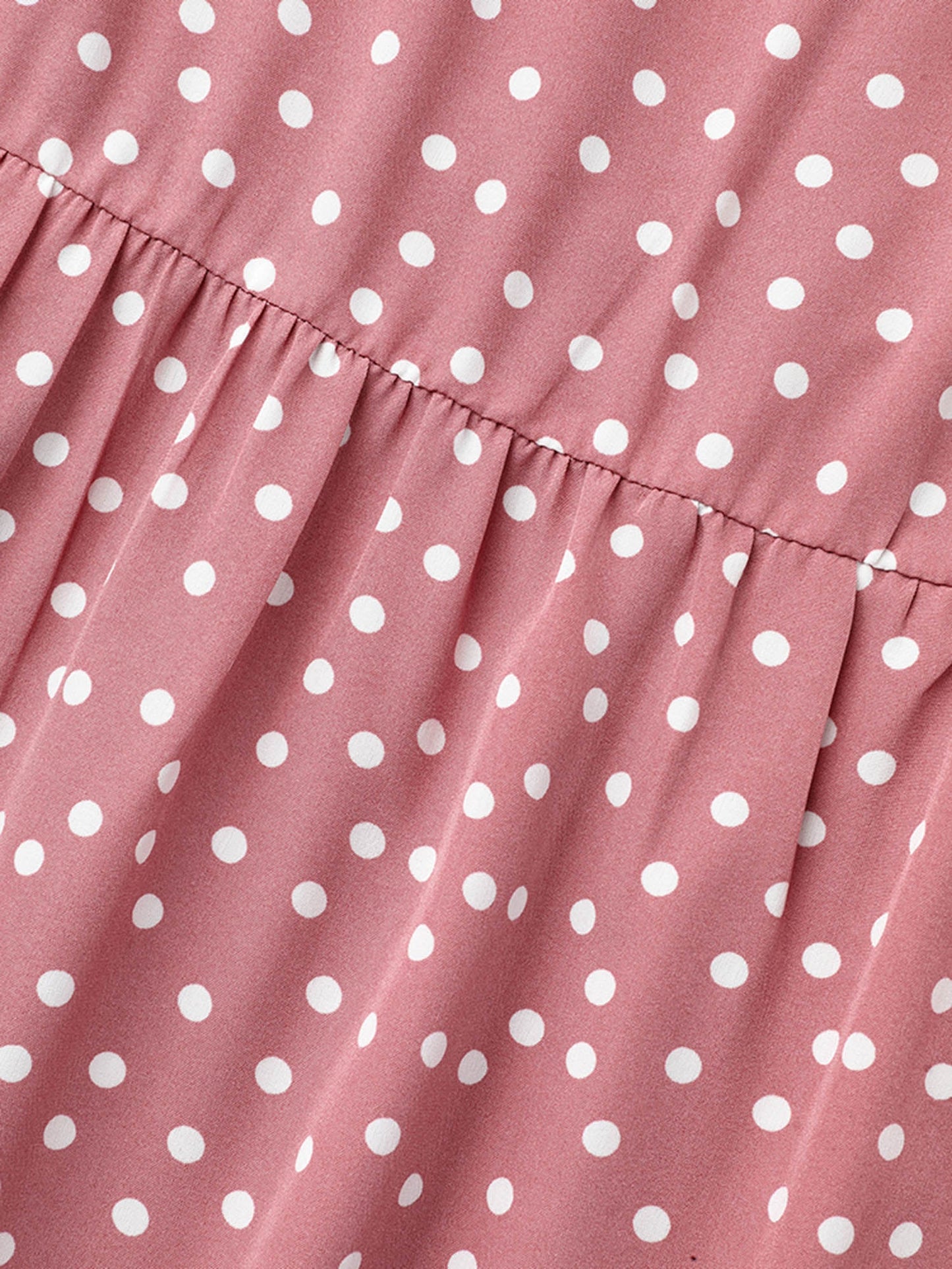 Polka Dot Print Tiered Ruffles Sleeve Midi Dress