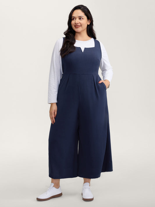 Hidden Zipper Pockets Wide-Leg Jumpsuit