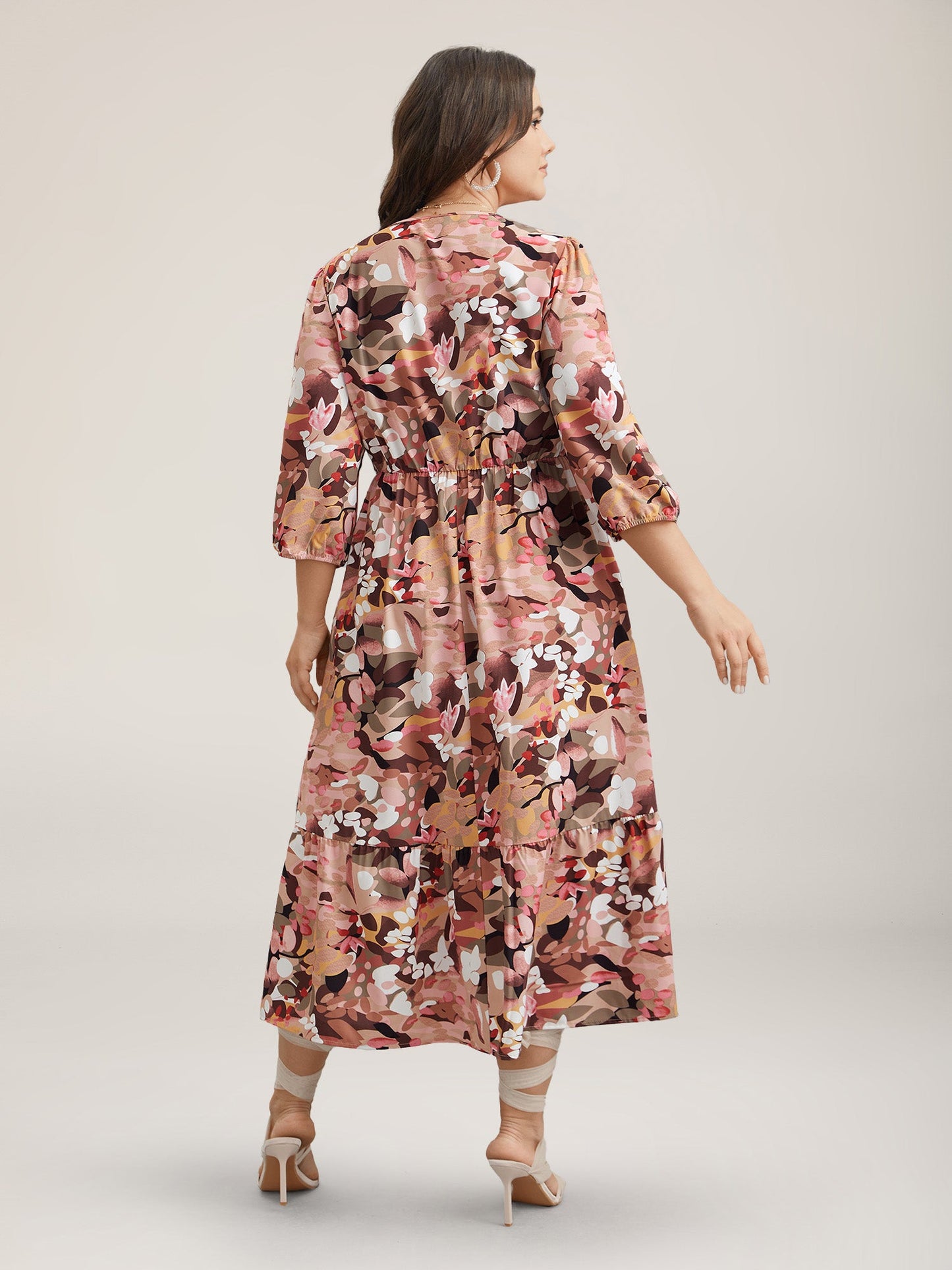 Brush Flower Lace Corset Stretchy Midi Dress
