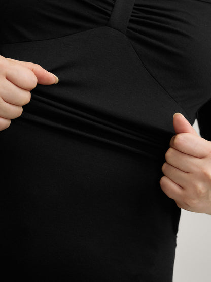 Stretchy Ruched Square Neck T-Shirt