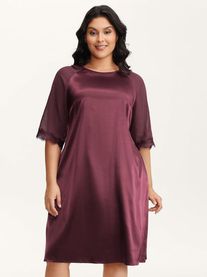 Satin Semi-Sheer Contrast Sleep Dress