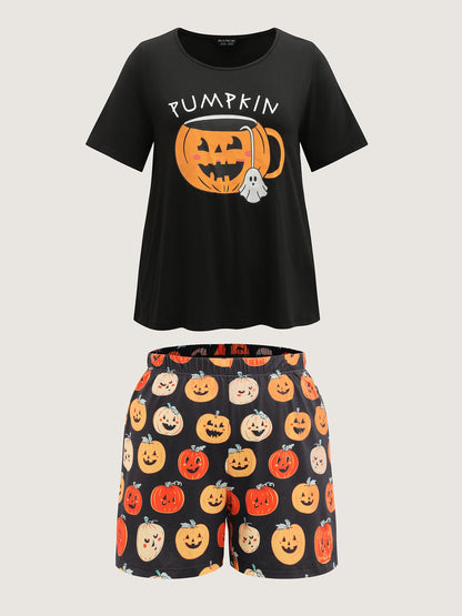 Pumpkin Ghost Contrast Loungewear Set