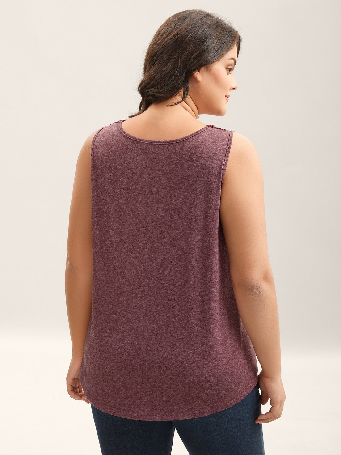 Neck Tie-Up Lace Spliced Tank Top