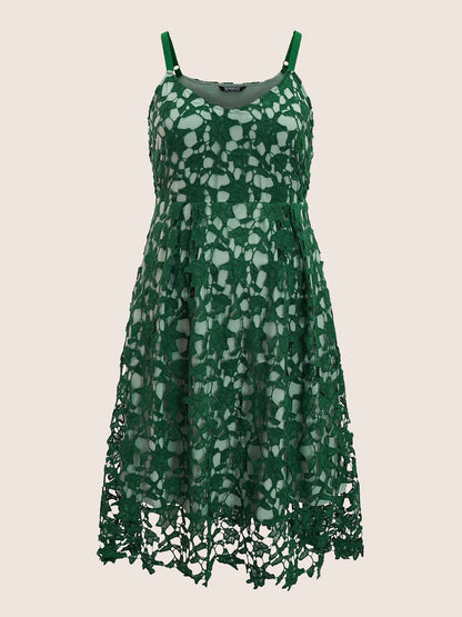 Geometric Patchwork Cut Out Adjustable Straps Dress