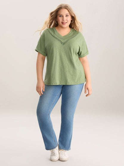Bamboo Fabric Lace Trim Flowy T-Shirt