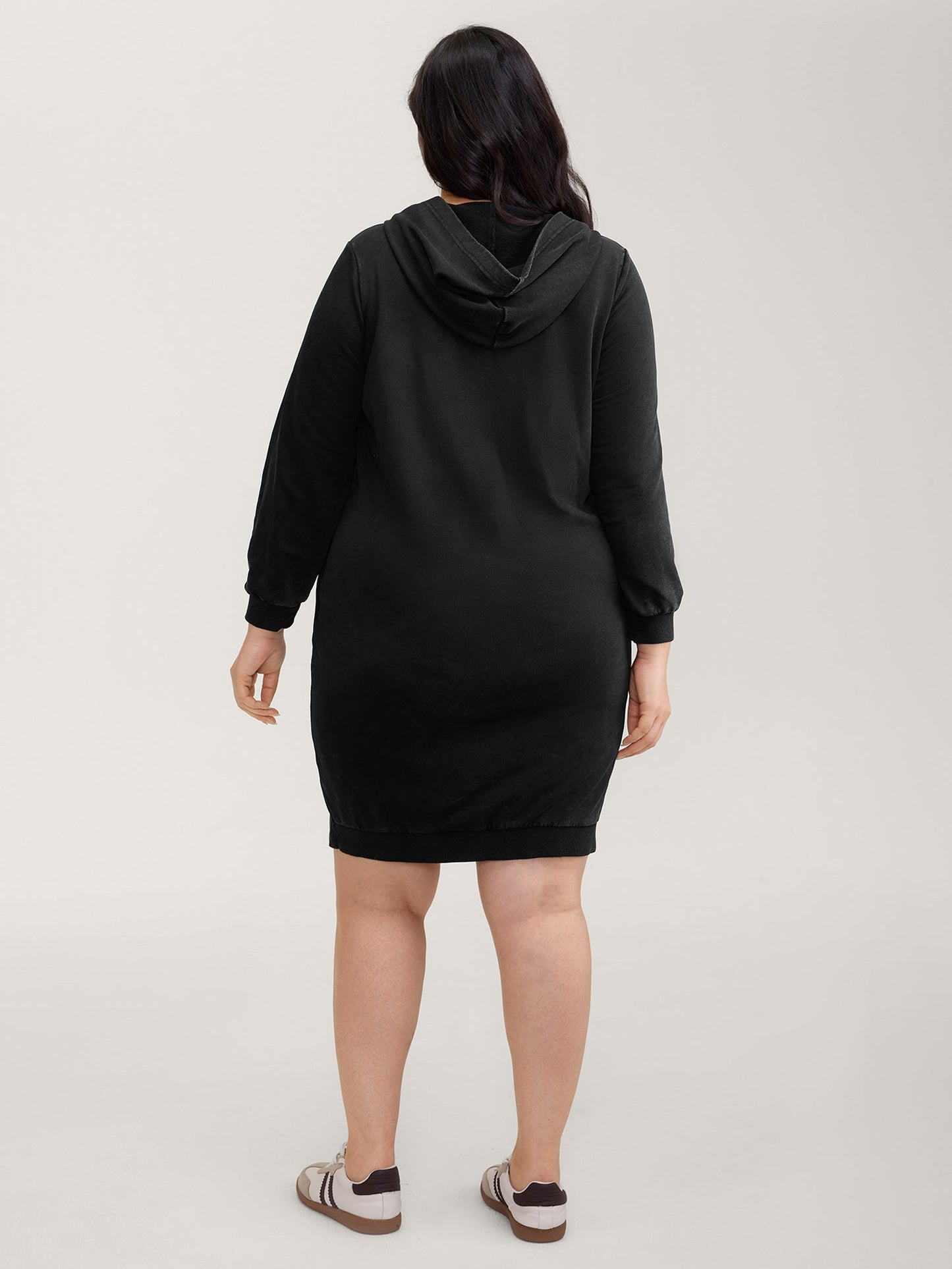 Vintage Hooded Sweatshirt Midi Dress