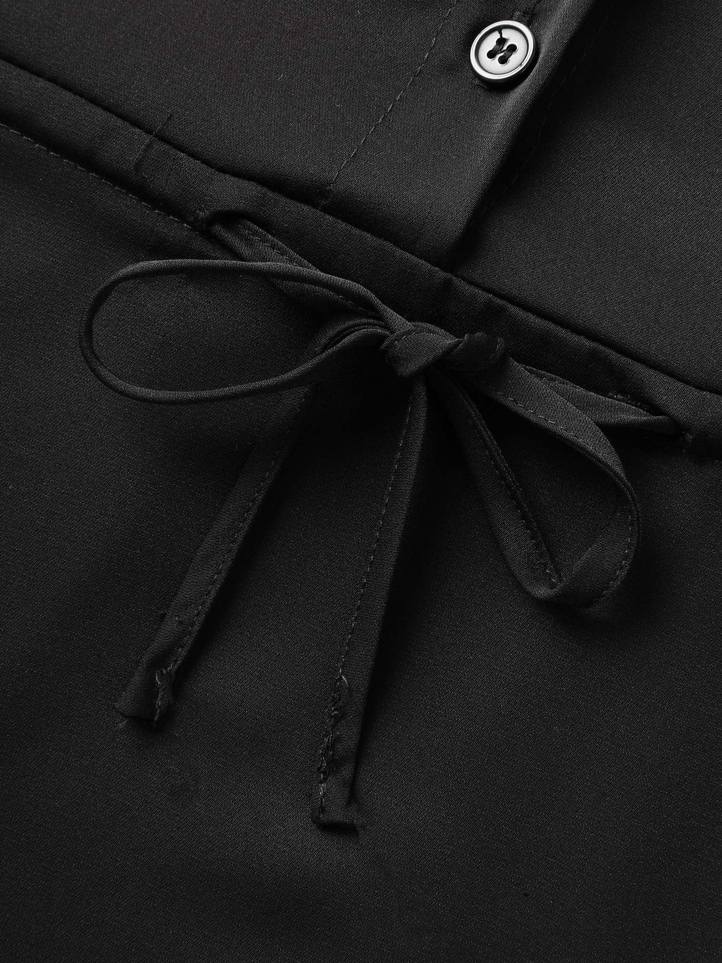 Solid Drawstring Waist Blouse