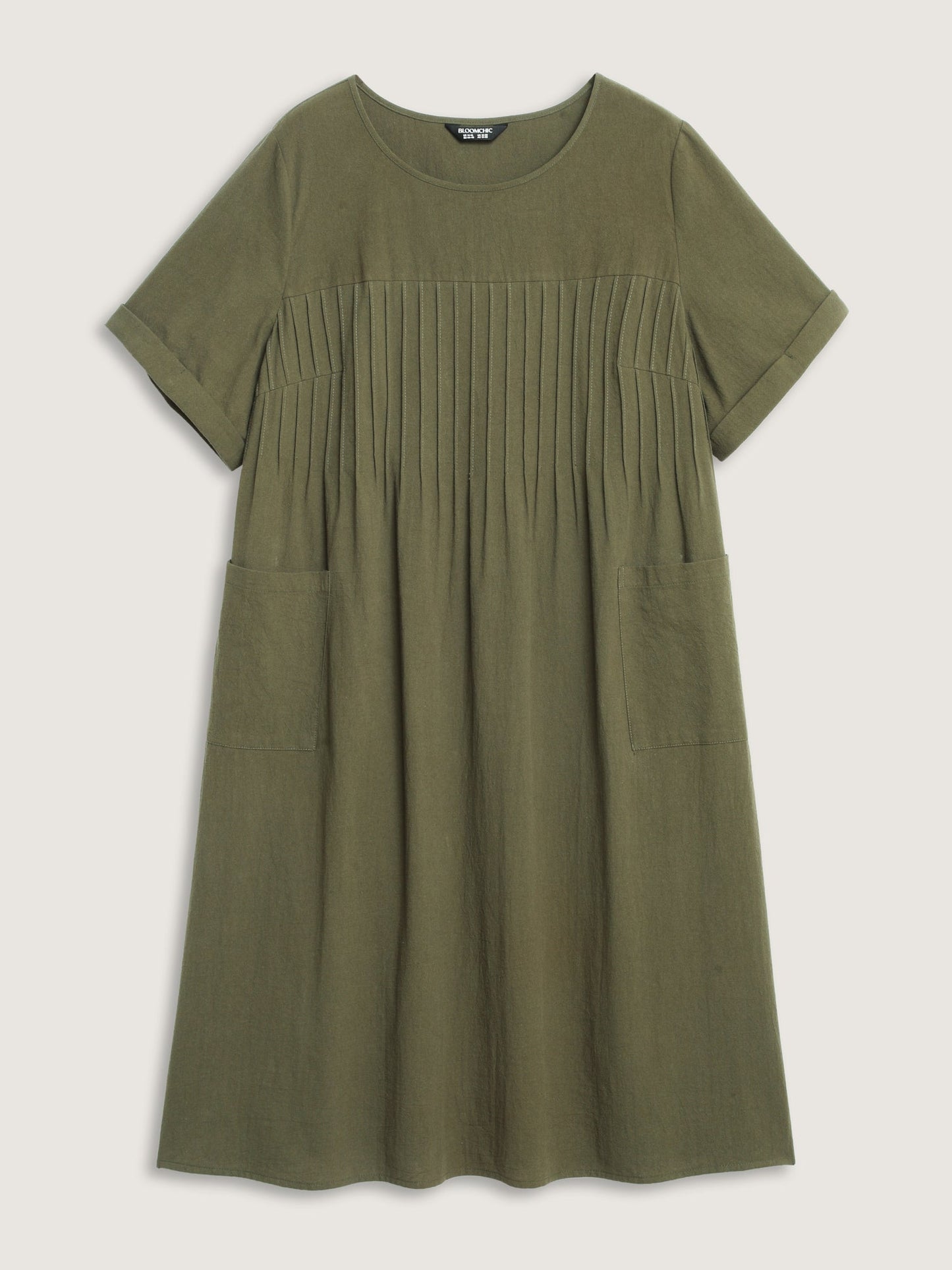 Pure Cotton Pin-Tuck Pleats Midi Dress