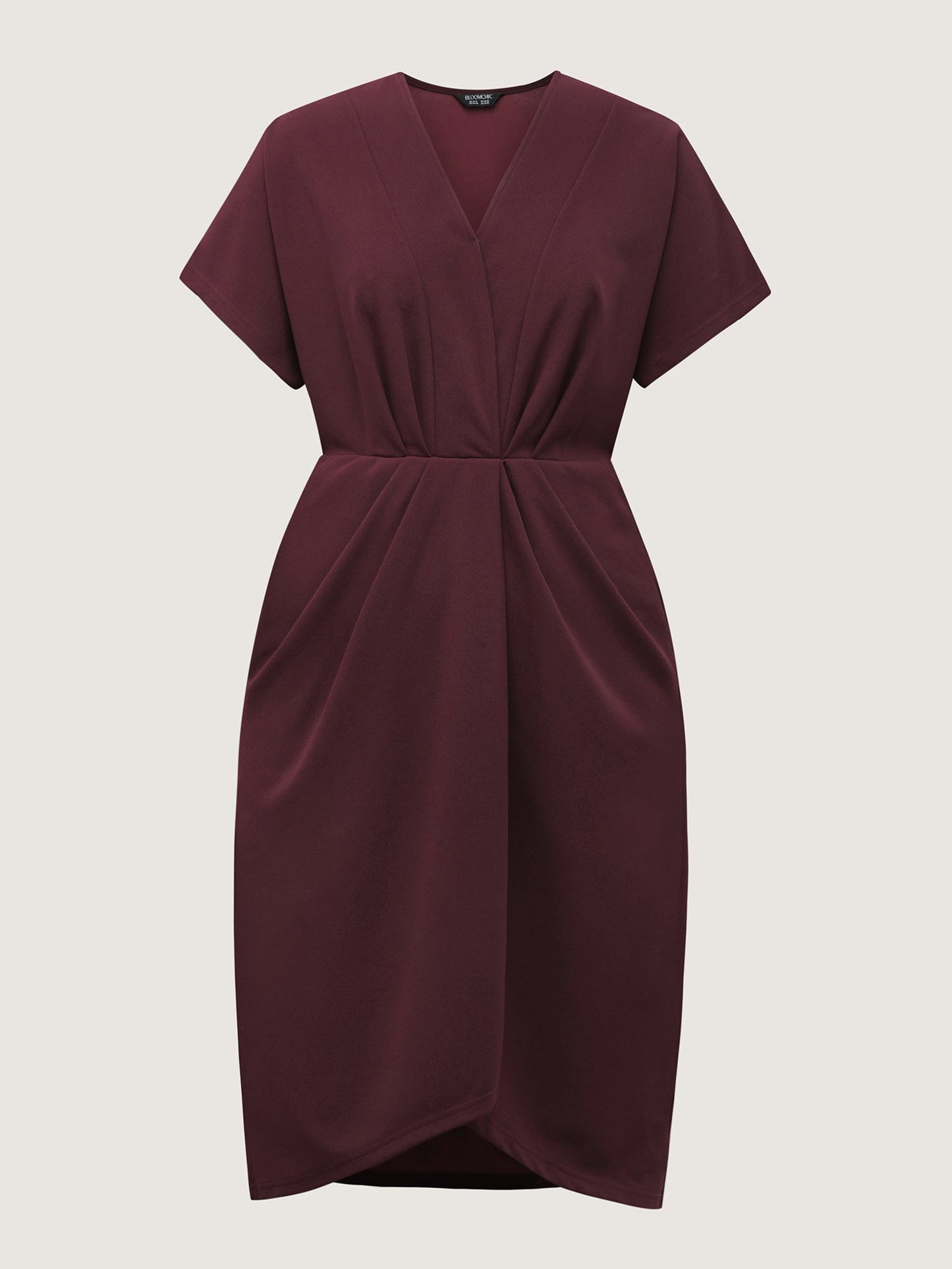 Drapey Ruched V-Neck Midi Dress