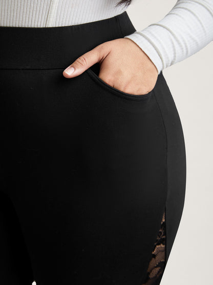 Lace Mid-Rise Tight Pants