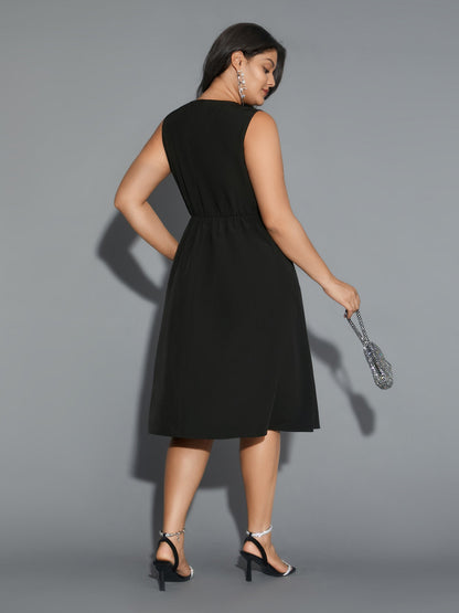 Vest-Style Sequin Patchwork Elastic Waist Dress