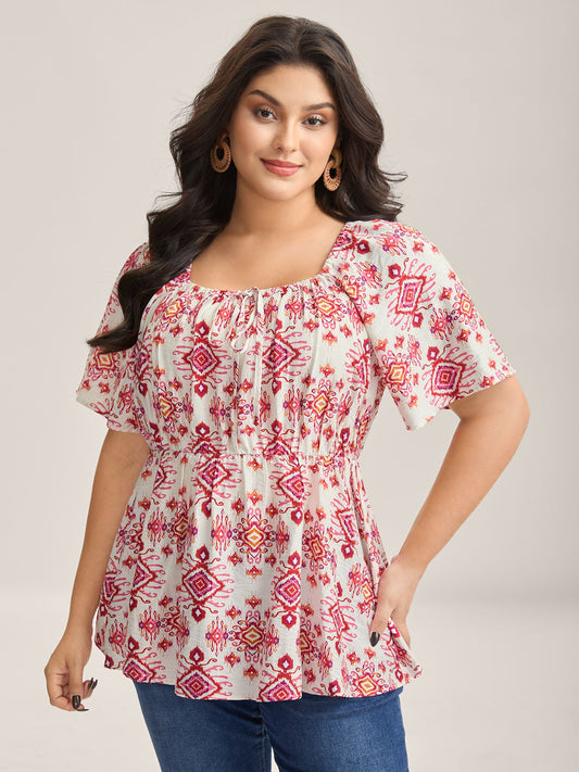 Floral Neck-Tie Babydoll Top