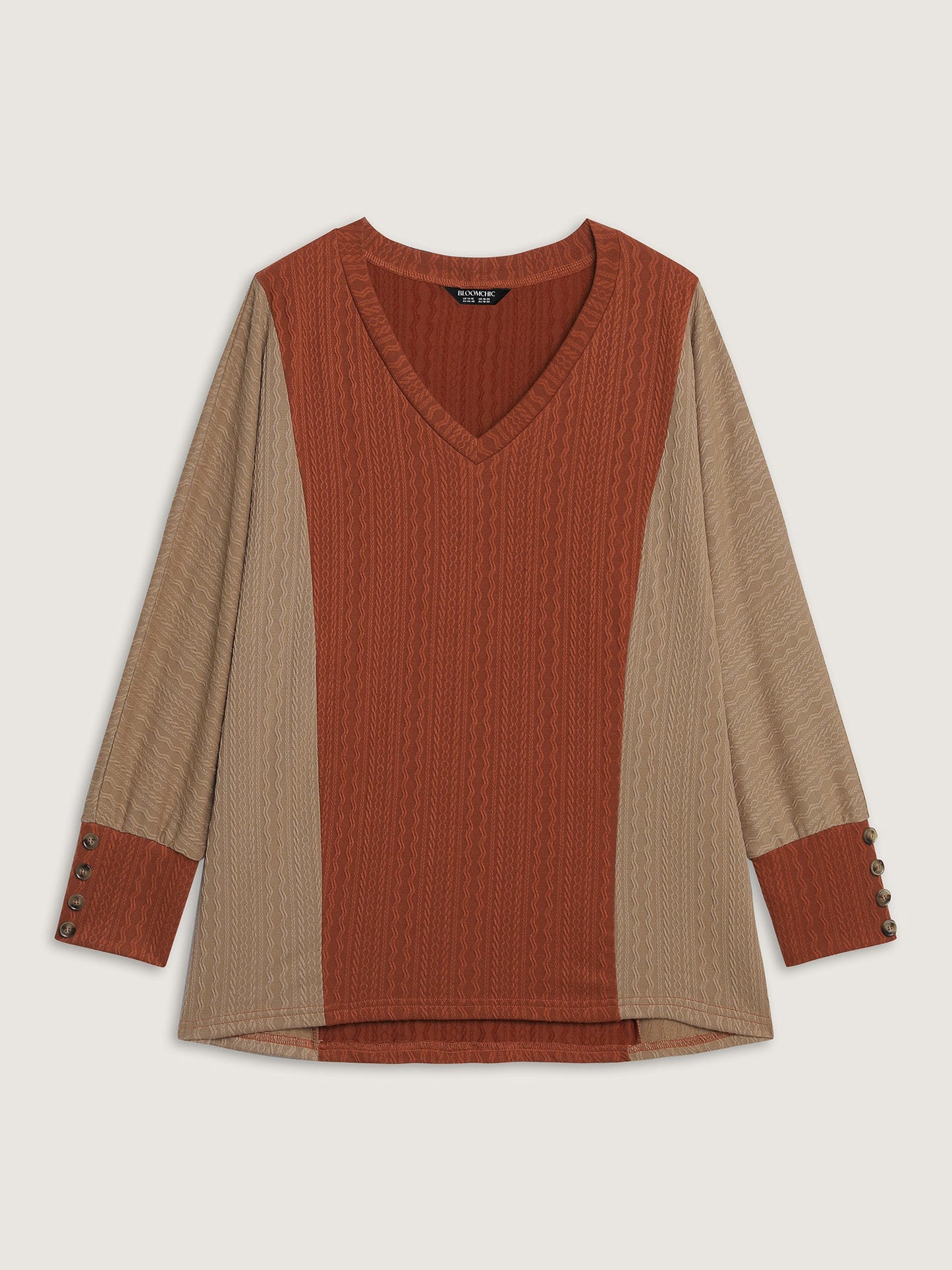 Colorblock Textured V-Neck T-Shirt