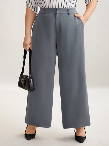 Heathered Stretchy Waist Wide-Leg Pants