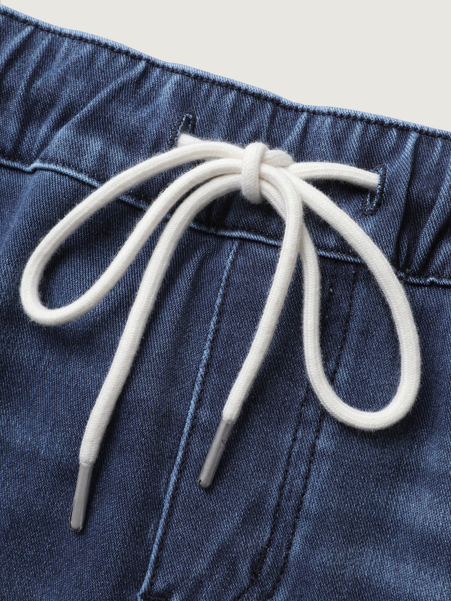 Pull-On Drawstring Waist Denim Shorts